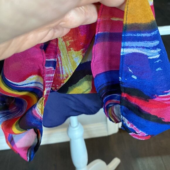 DVF Diane von Furstenberg "Belleview" Plunge Neck Sleeveless Silk Dress - Picture 7 of 9